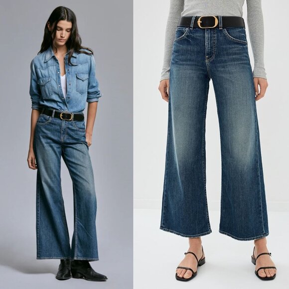 Nili Lotan Marlene Blue Classic Wash Mid Rise Wide Leg Japanese Denim Jeans 29‎ - Picture 10 of 11